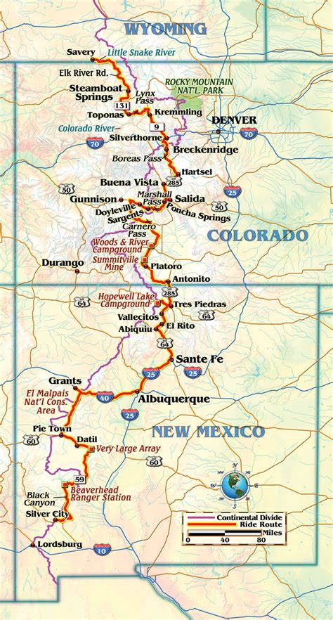Map of Continental Divide in Colorado